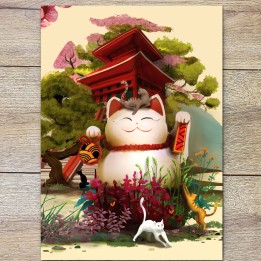 Fresque Japon - Chat
