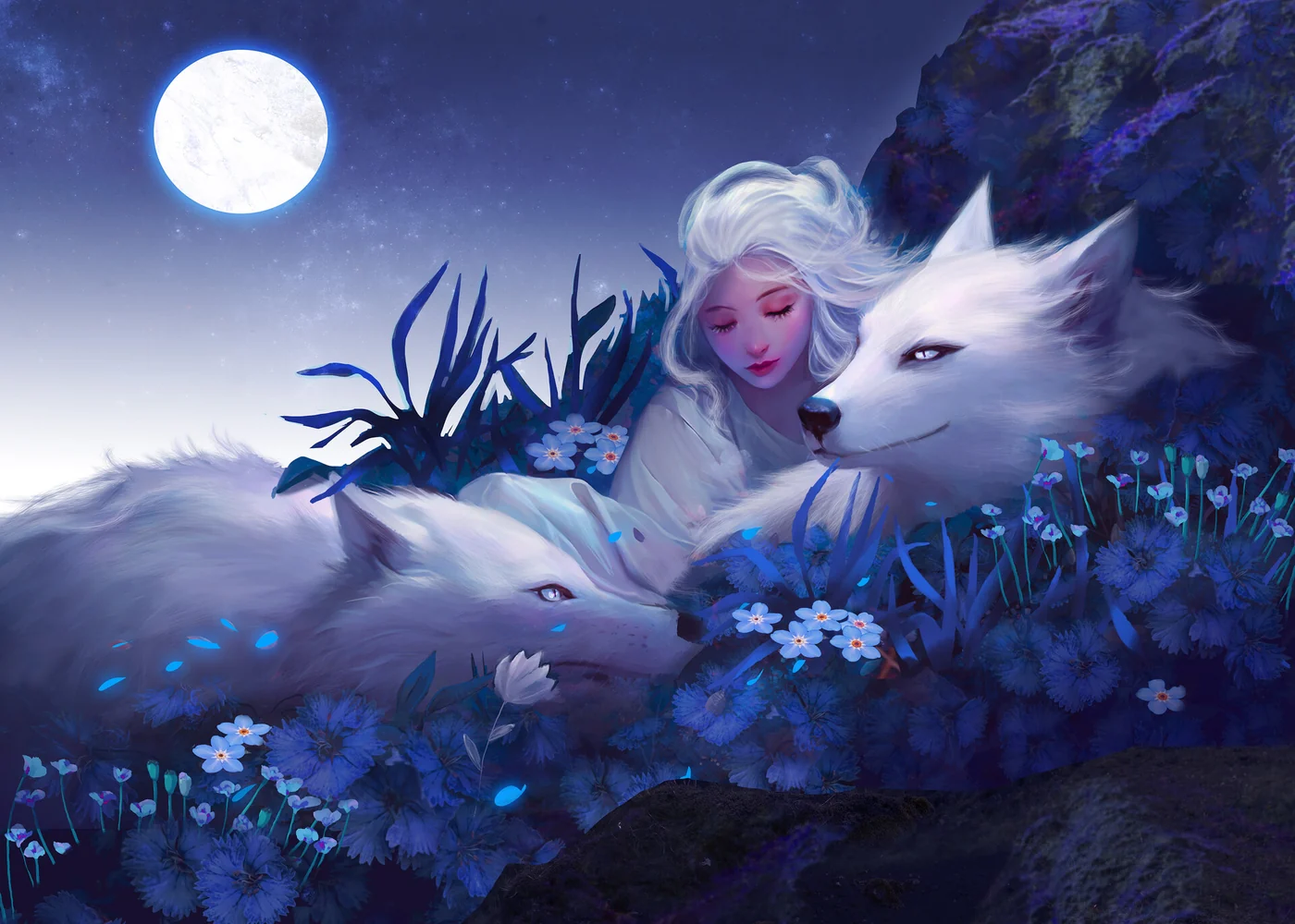 Illustration fantasy Two moons par Stéphanie Quiquempoix (Fanélia)